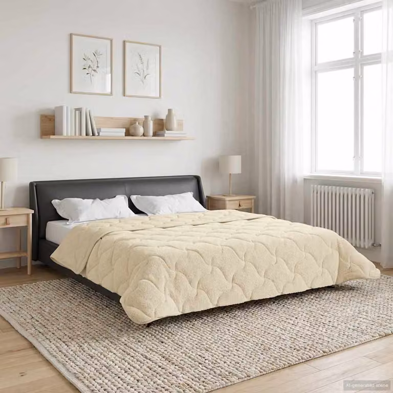 Piumino estivo reversibile vidaXL in microfibra traspirante, Beige, L: 240 cm x P: 260 cm