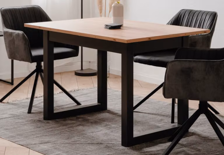 Tavolo da pranzo Artisan in rovere e antracite industriale allungabile 120 - 160 cm fino a 6 persone Malta