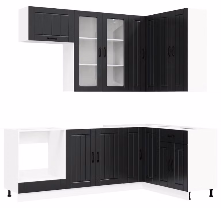 Set di mobili da cucina LUCCA, 8 pezzi, in legno impiallacciato nero