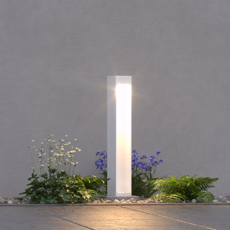 doporro Lampione da Giardino 40 cm IP65 con LED 5W 3000K šC Paletto Luminoso da Esterno in Alluminio Bianco Opaco per Sentieri, Vialetti, Terrazze e Cortili, Design Moderno