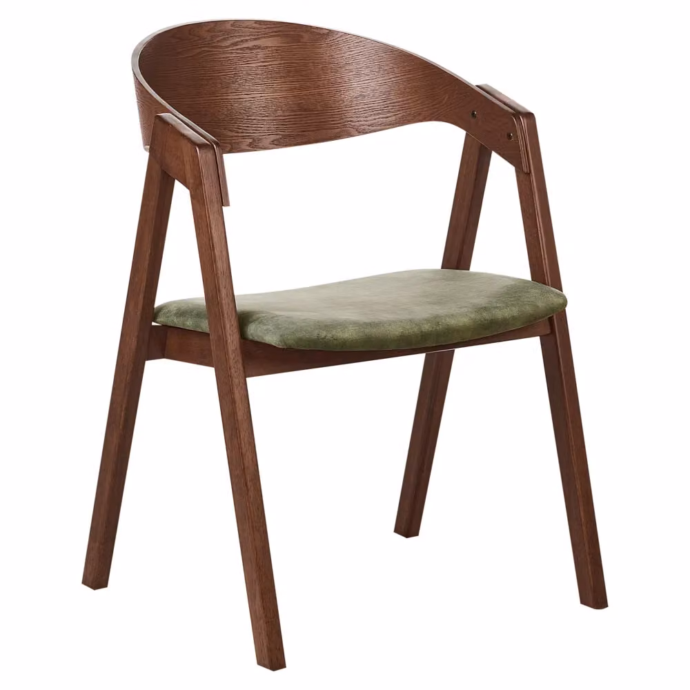 Set di 2 sedie da pranzo BELIANI in velluto verde con gambe in legno di gomma scuro in stile retrò – 2