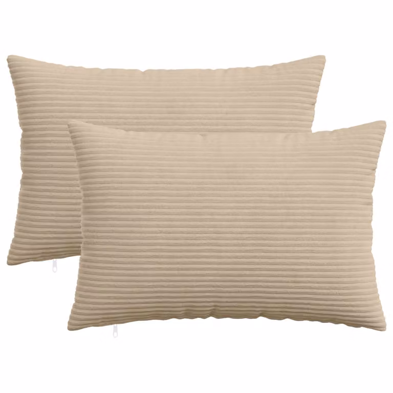 Set di 2 federe vidaXL HEERLEN in velluto a coste, colore tortora, 50 x 70 cm