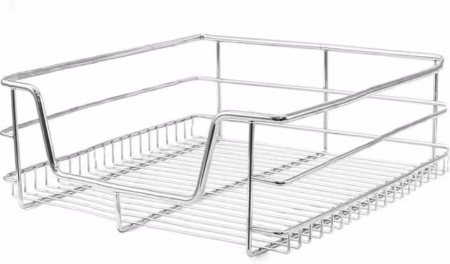 Cestini estraibili in acciaio per organizzazione cucina e credenza Monster Shop, colore argento, L: 40 cm