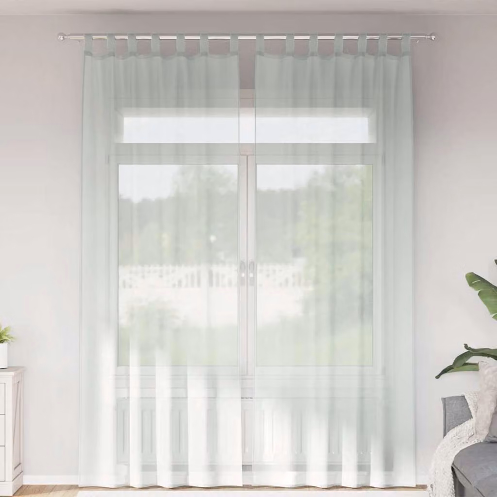 Set di 2 tende in voile semi-trasparenti vidaXL con passanti, colore grigio, L: 140 cm, H: 260 cm