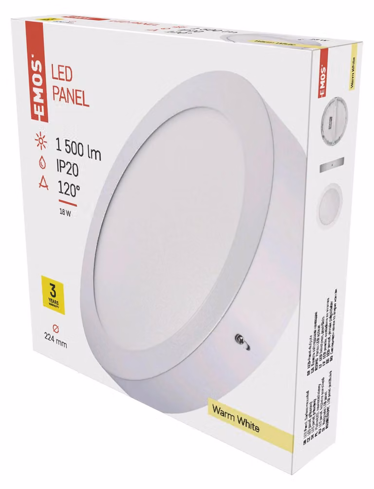 EMOS Apparecchio LED PROFI bianco, 22 cm, 18 W, bianco caldo, ZM5141