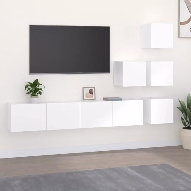 Mobile Porta TV a Parete-Mobile per TV-Credenza TV Bianco in Legno Multistrato