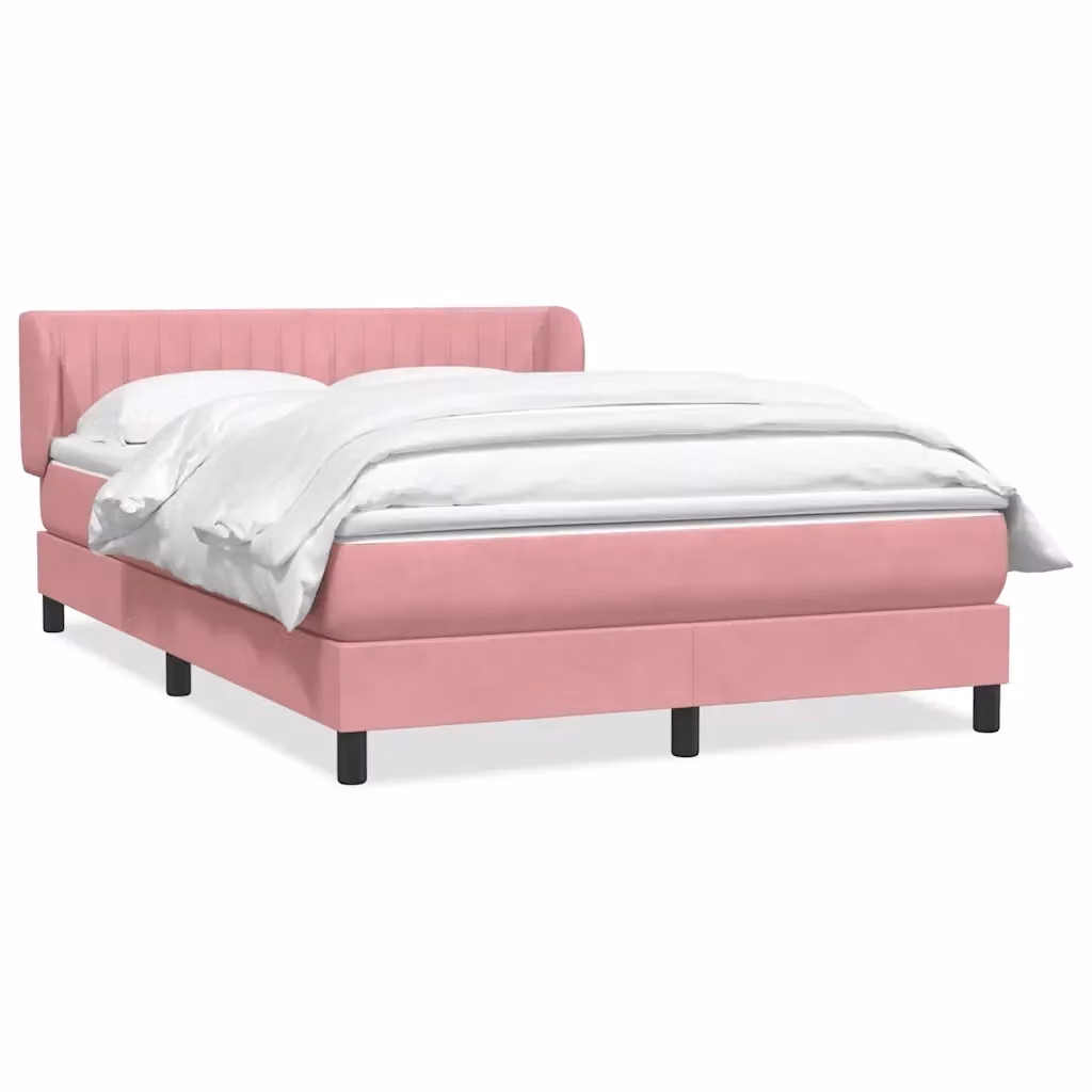 Letto Ibrido vidaXL con Giroletto a Molle e Materasso in Velluto Rosa e Bianco L/P/H: 140 x 210 x 88 cm – 2