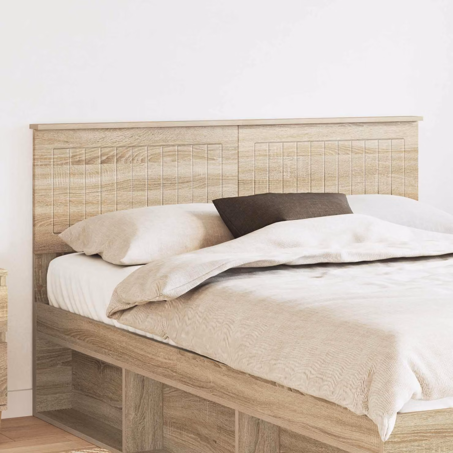 Testiera per letto moderna vidaXL in legno ingegnerizzato color rovere sonoma marrone L: 138 cm, H: 90 cm, P: 7 cm