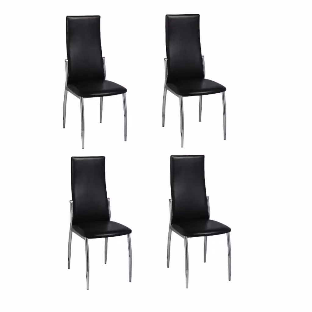 Set di 4 sedie da pranzo vidaXL in similpelle nera con struttura in metallo e plastica per cucina e sala da pranzo – 3