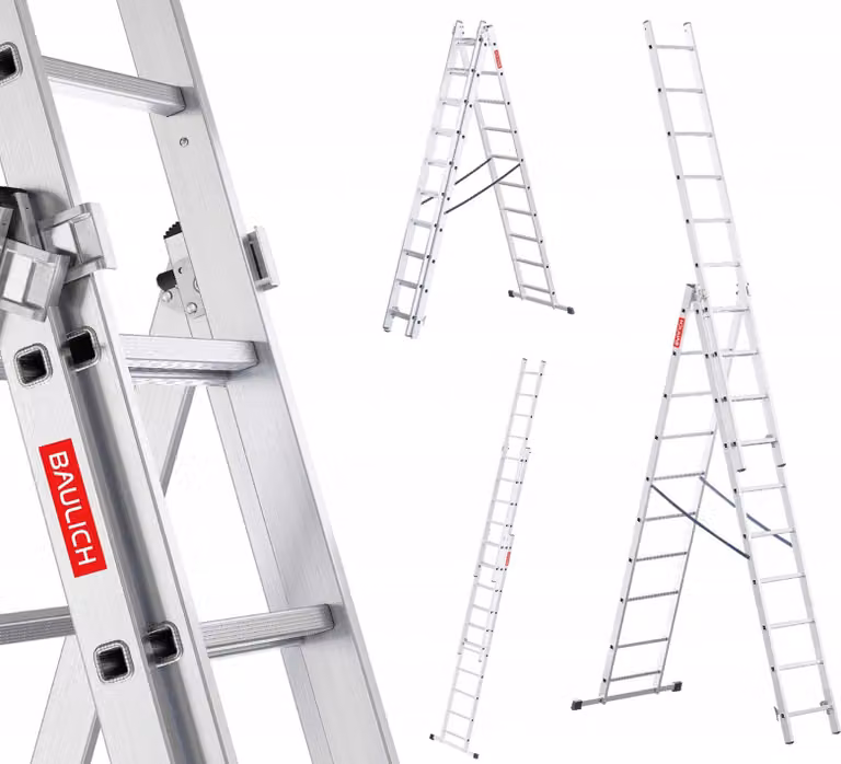 Baulich | Scala - Scala in alluminio - 3x10 gradini - Scala pieghevole multifunzionale - Scala da lavoro - Leggera - Portata 150 kg