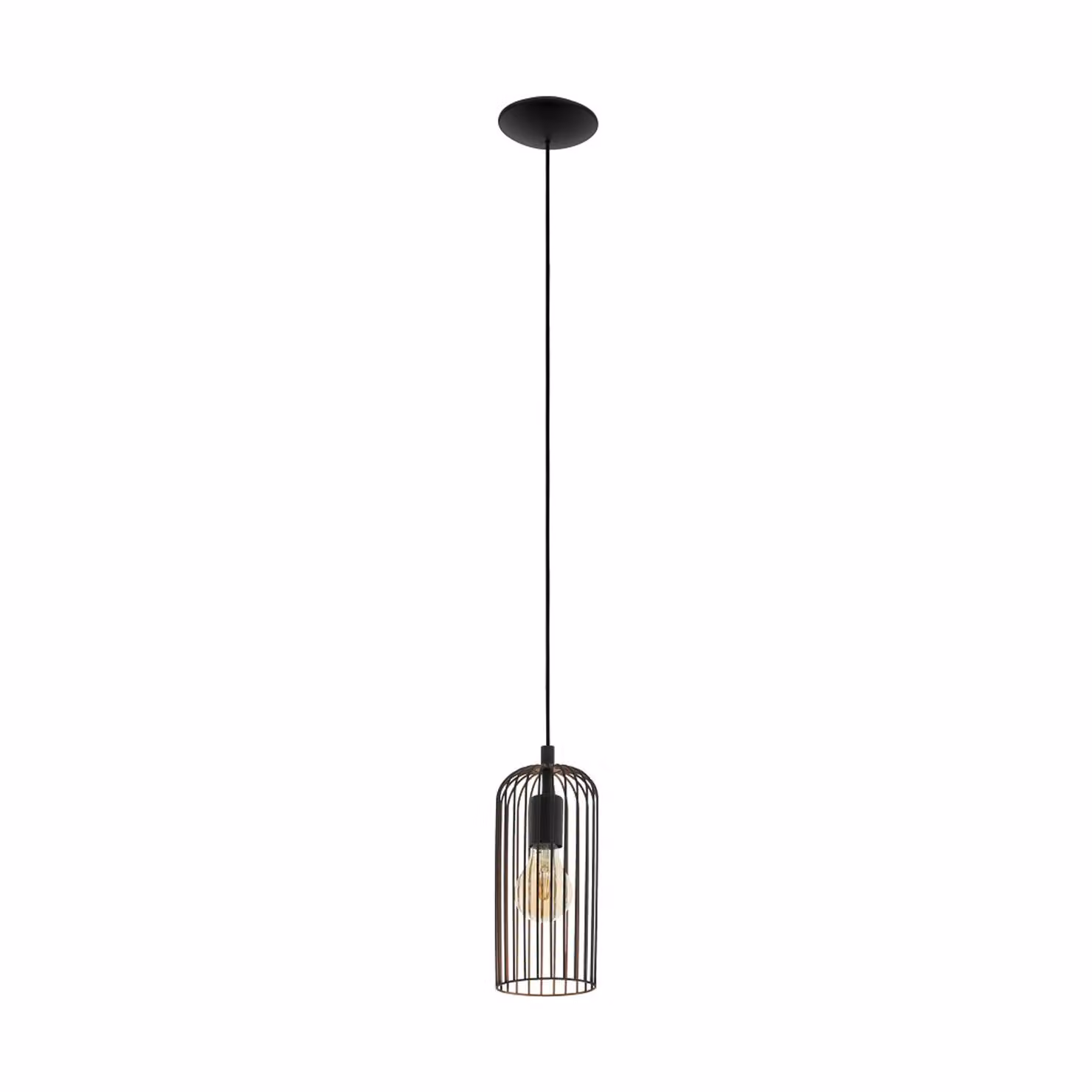 Lampadario Industrial Roccamena 1 Luce Acciaio Nero E Rame