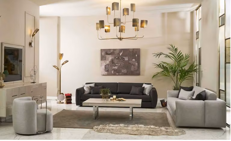 Sofagarnitur Stoffsofa Komplette Sofa Polstersofas Grau Set 4tlg