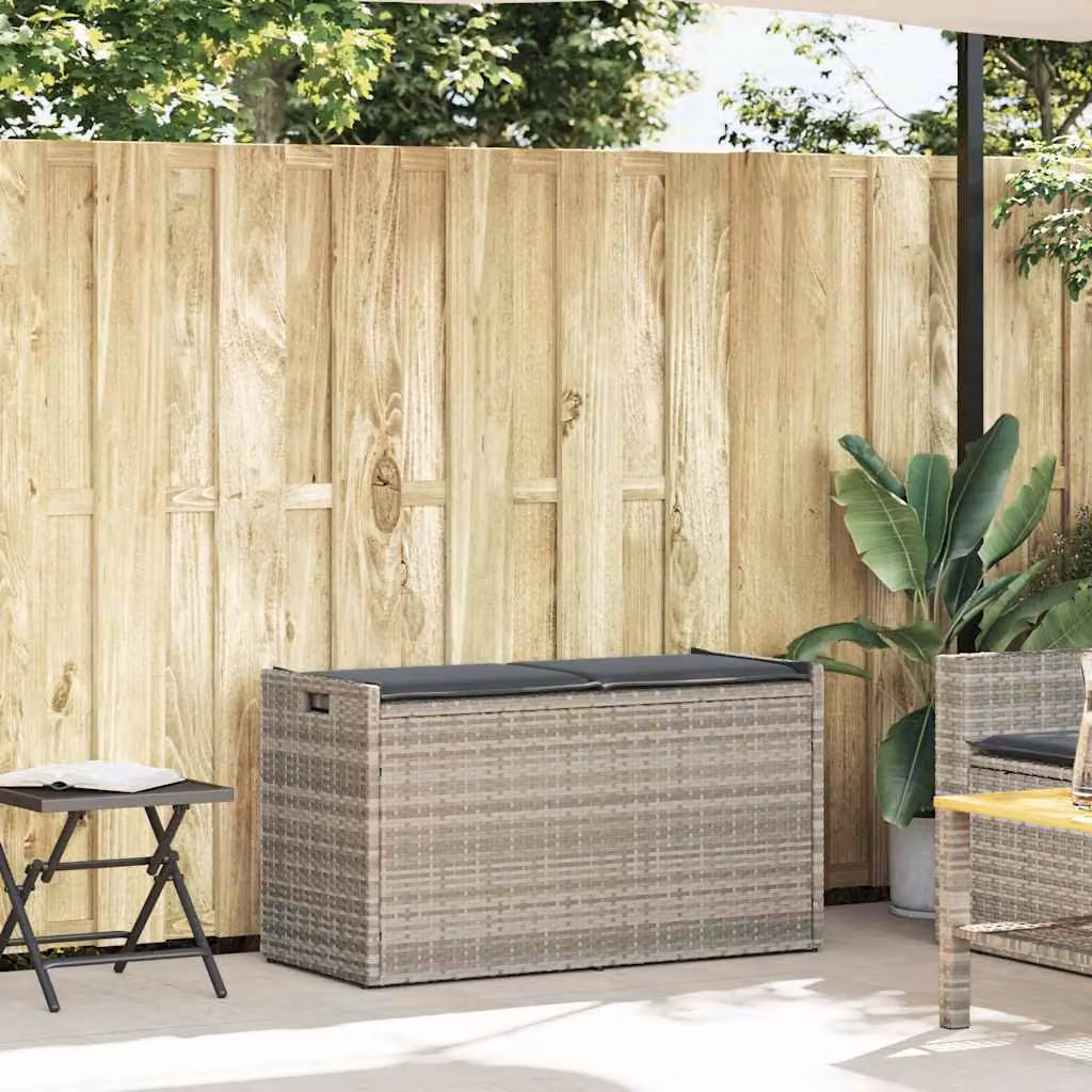 vidaXL Cassapanca Esterno con Cuscino Grigio Chiaro 100 cm Polyrattan