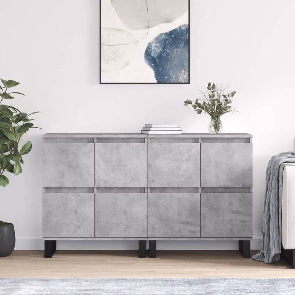 Set di 2 credenze vidaXL in legno multistrato grigio cemento con finitura opaca L: 120 cm, P: 70 cm, H: 35 cm