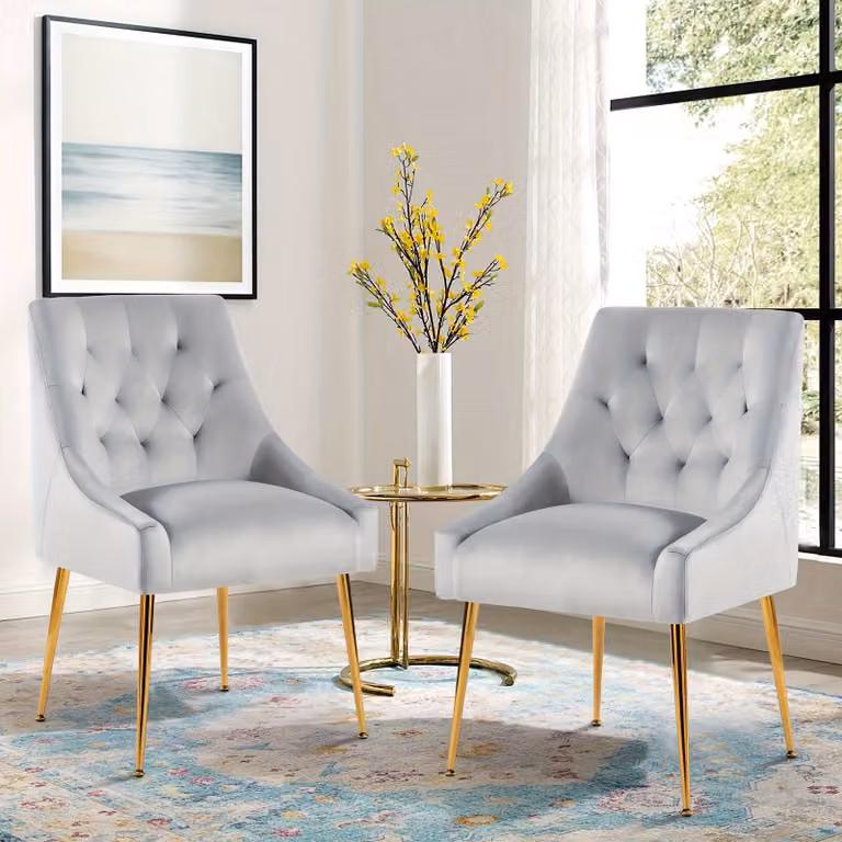 Sedia da ufficio – Sedia da lavoro – Design mid-century moderno – Rivestimento in velluto – Struttura in metallo – Regolabile – Set da 2