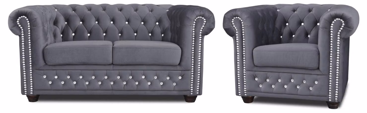 Chesterfield Sofagarnitur 2+1 Sitzer Design Couch Polster Sofa Garnitur Set