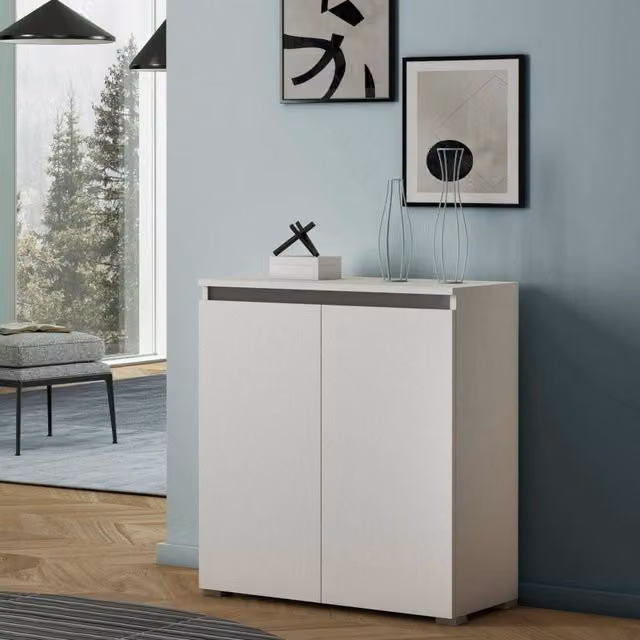 Mobile Portascarpe Astrina, Scarpiera 3 Ripiani Made in Italy, 80x37x102h cm Bianco
