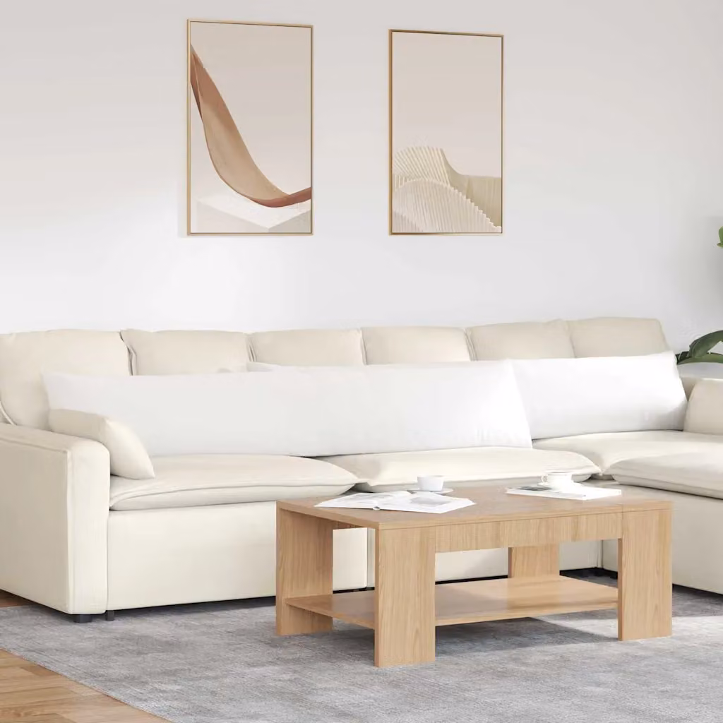 Set di 2 cuscini a rullo vidaXL in tessuto bianco, L 200 cm x P 40 cm x H 40 cm