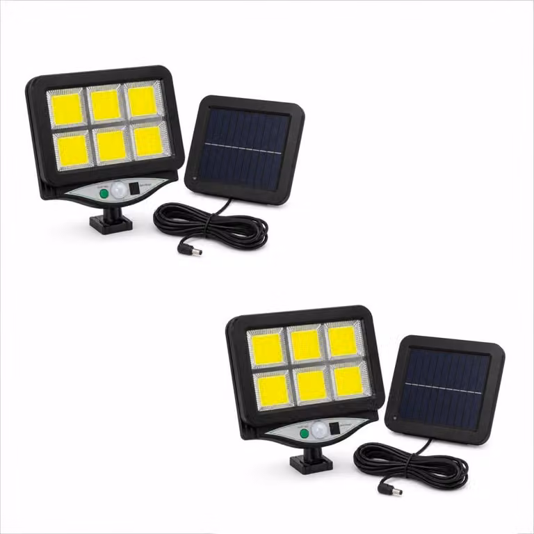 Set di 2 faretti LED solari con sensore di movimento, illuminazione per esterni