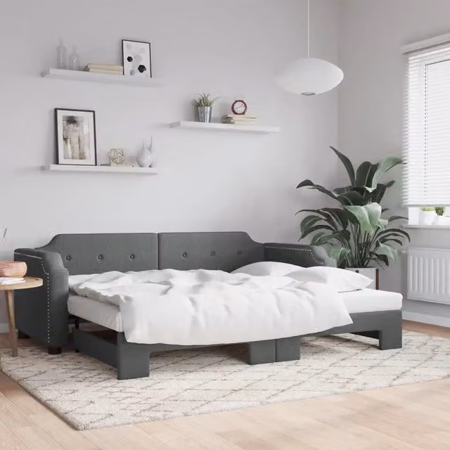 Divano Letto con Letto Estraibile vidaXL Grigio Moderno in Tessuto con Struttura in Legno e Metallo L/P/H: 223 x 90 x 66,5 cm