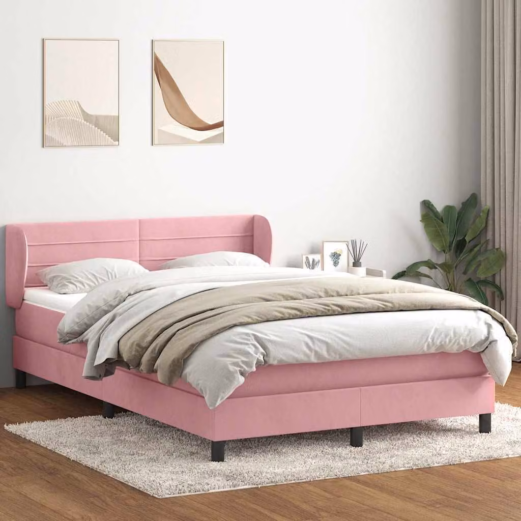 Maison Exclusive - Giroletto a Molle con Materasso Rosa 140x220 cm in Velluto