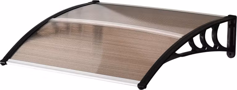 Fortuna Lai Tettoia per porta d'ingresso Tettoia a falda unica Copertura in policarbonato, resistente alle intemperie, marrone, 120x75 cm