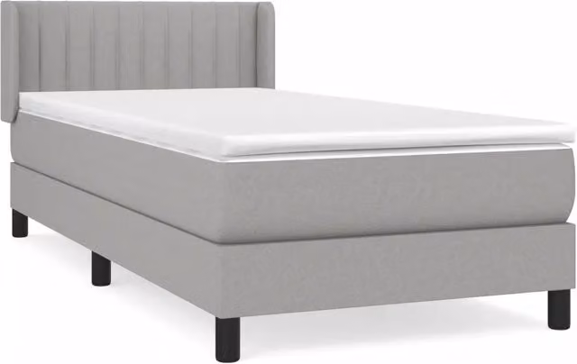 Letto singolo | Letto per adulti | Giroletto a Molle con Materasso Grigio Chiaro 90x200 cm Tessuto