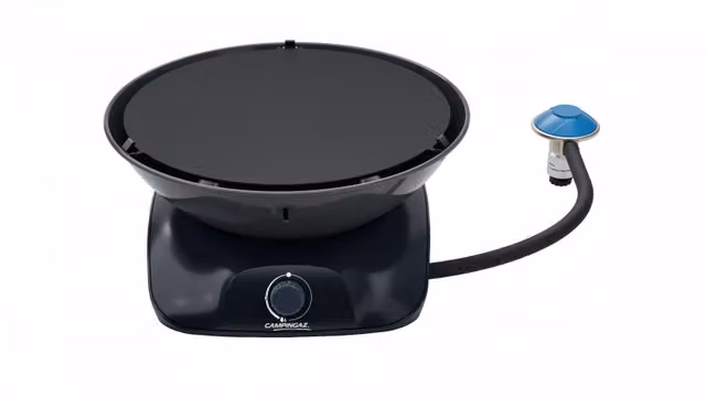 Barbecue da tavolo a gas Camping Gaz Grill 360 CV nero con accensione piezoelettrica e copertura in alluminio