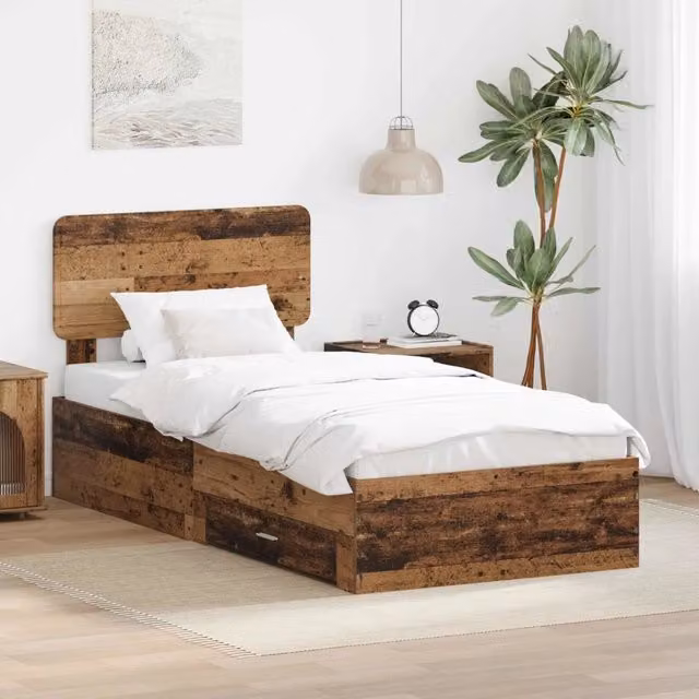 Struttura del letto con cassetto Legno vecchio 100 x 200 cm 3412416