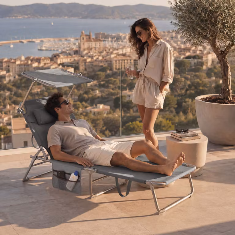 Set da 2 lettini prendisole Chloé TecTake con parasole e poggiatesta regolabile, grigio