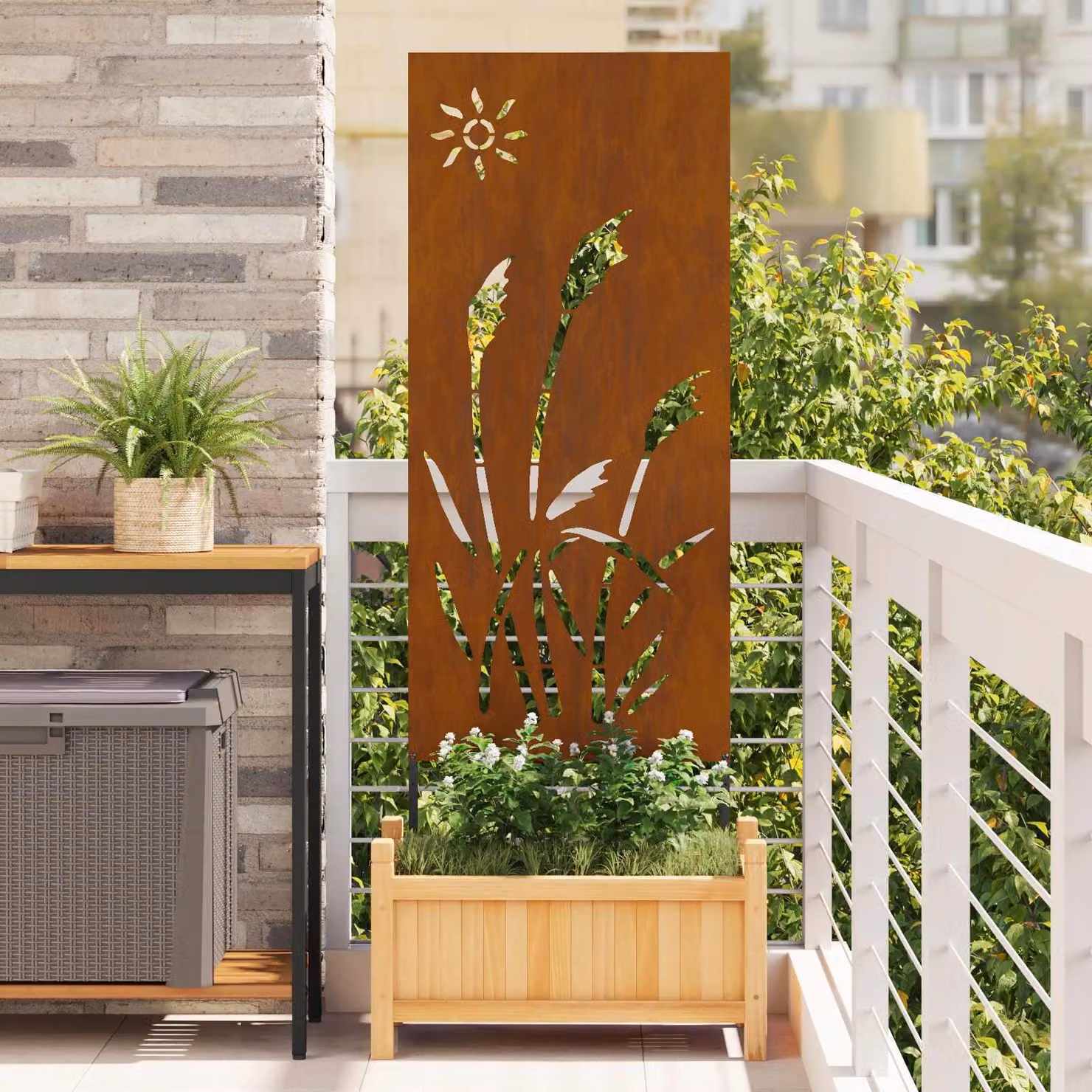 Paravento per privacy in giardino vidaXL in acciaio color marrone, L 50 cm x H 140 cm