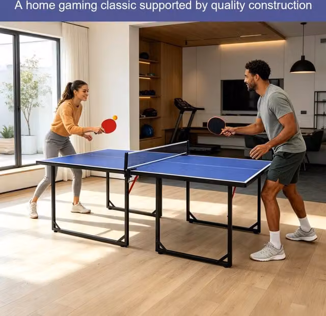 Tavolo da ping pong pieghevole ¨C Minimal ¨C per interno/esterno con rete, racchette e palline