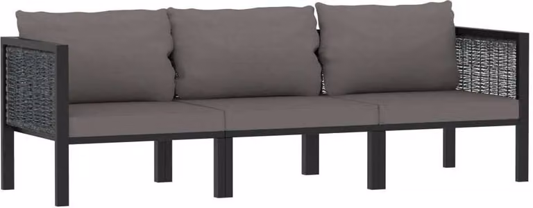 Maison Exclusive - Divano a 3 posti con cuscini, rivestito in rattan sintetico grigio antracite