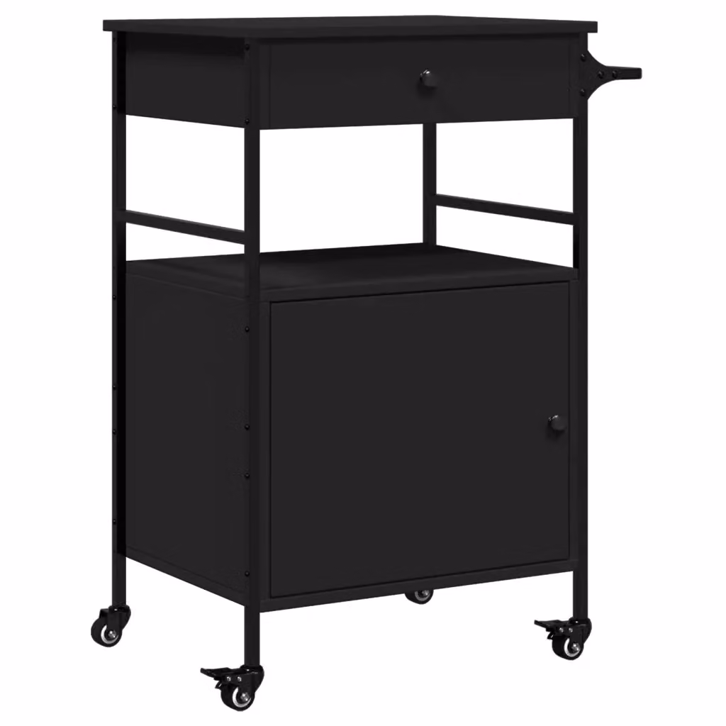 Carrello da Cucina Design Mania Nero in Legno e Metallo, L 56 cm x P 43 cm x H 89,5 cm – 2