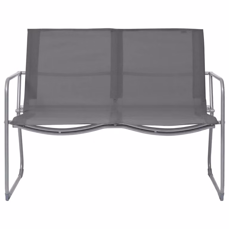 Set Divano da Giardino Design Mania 4 Pezzi in Tessuto e Acciaio Grigio con Tavolino da Esterno