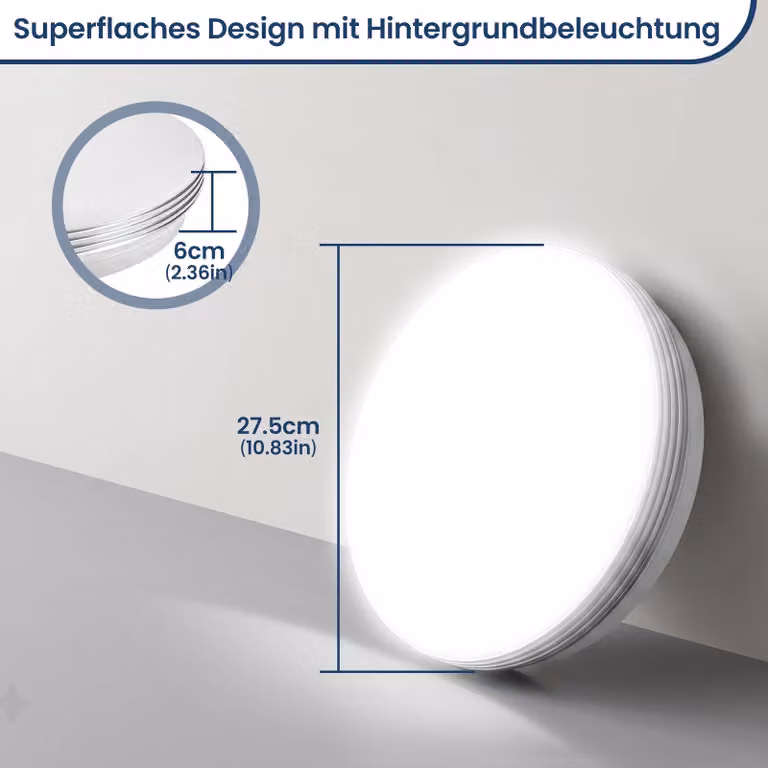 Pannello LED rotondo per soffitto - Illuminazione a soffitto - Montaggio a soffitto - 18 W - Luce bianca fredda - Bordo argentato - Materiali: ferro e acrilico - Confezione da 5 pezzi