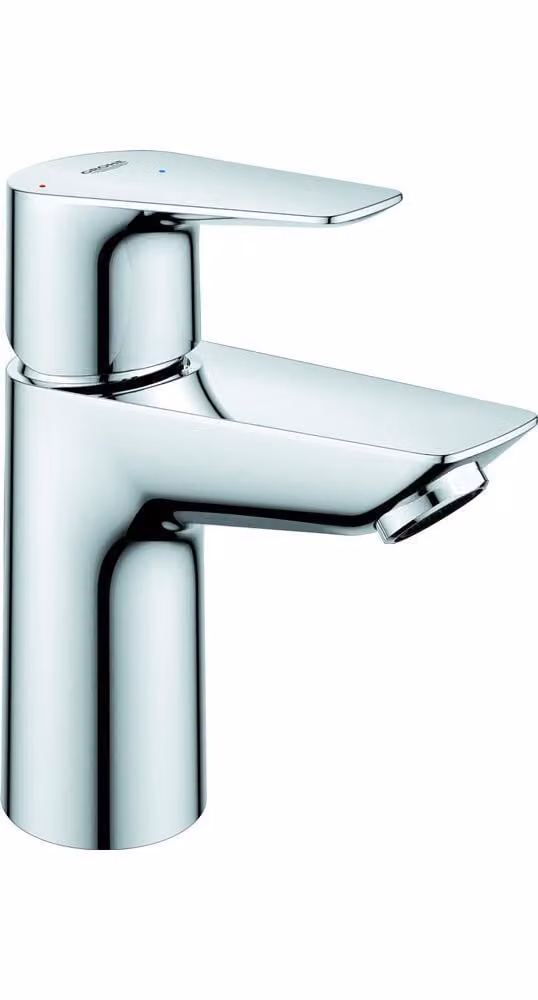 Grohe BauEdge Mitigeur monocommandé pour lavabo, S-Size, saillie 95mm, vidage à tirette, EcoMode, 23559001, 23559001