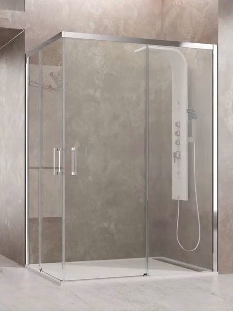 Box doccia angolare AKTUAL ingresso ad angolo 120x80 cm cromo vetro trasparente