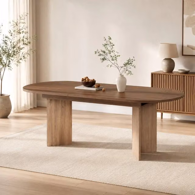 Tavolo da pranzo allungabile ULEVR 160/200x90 cm in MDF effetto noce con angoli arrotondati