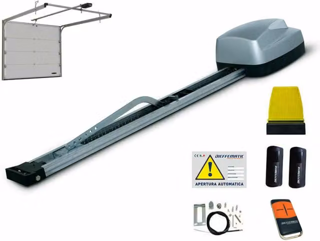 Kit di automazione Dieffematic per porte da garage sezionali e basculanti a molla fino a 100 kg e 15 mq, colore argento