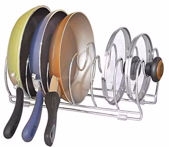 Organizzatore per pentole da cucina - acciaio cromato - da fissare a parete