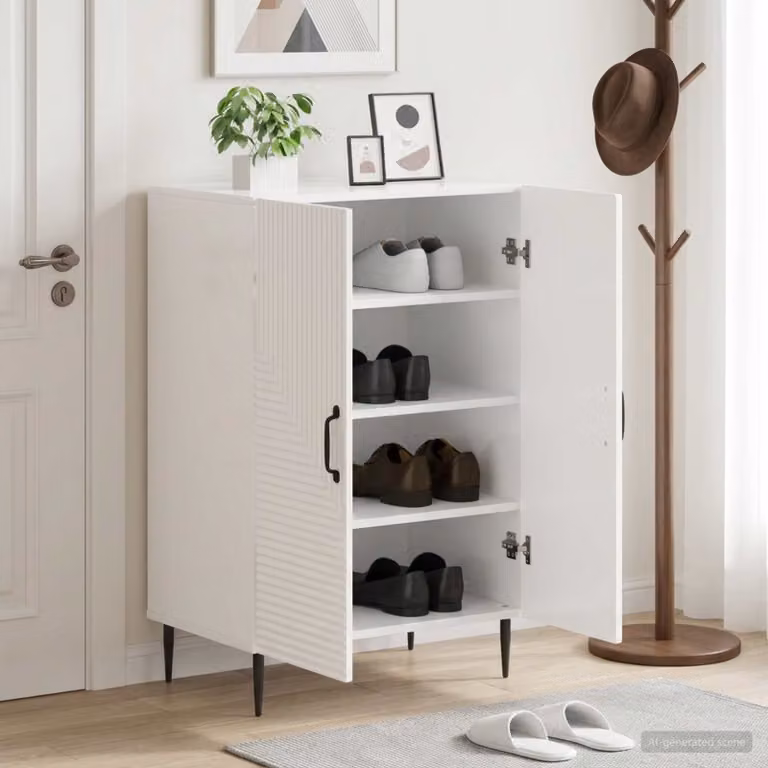 Mobile porta scarpe vidaXL HAARLEM bianco lucido L: 59,5 cm, P: 39,5 cm, H: 89,5 cm