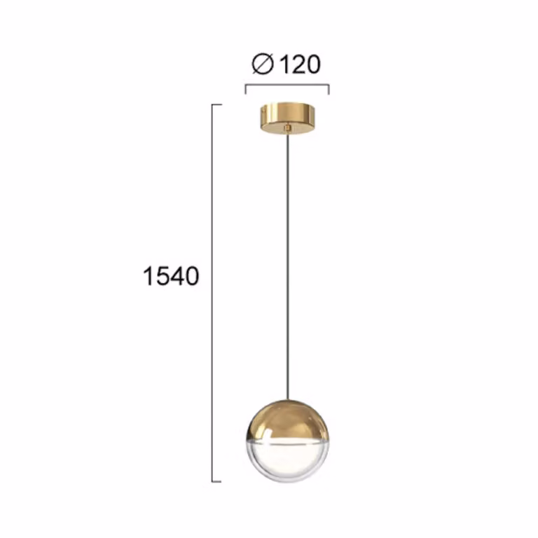 Viokef Lampada LED a sospensione Zirea, color oro, Ø 12 cm, metallo Zirea, Soggiorno / Sala da pranzo, Metallo, Moderno