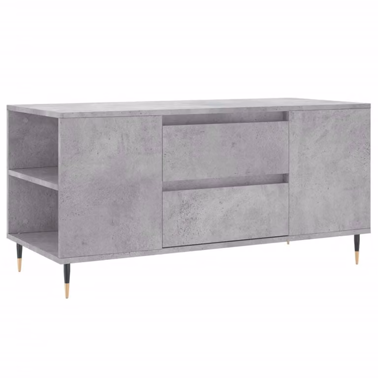 Tavolino Salotto Grigio Cemento 102x44,5x50cm Legno Multistrato