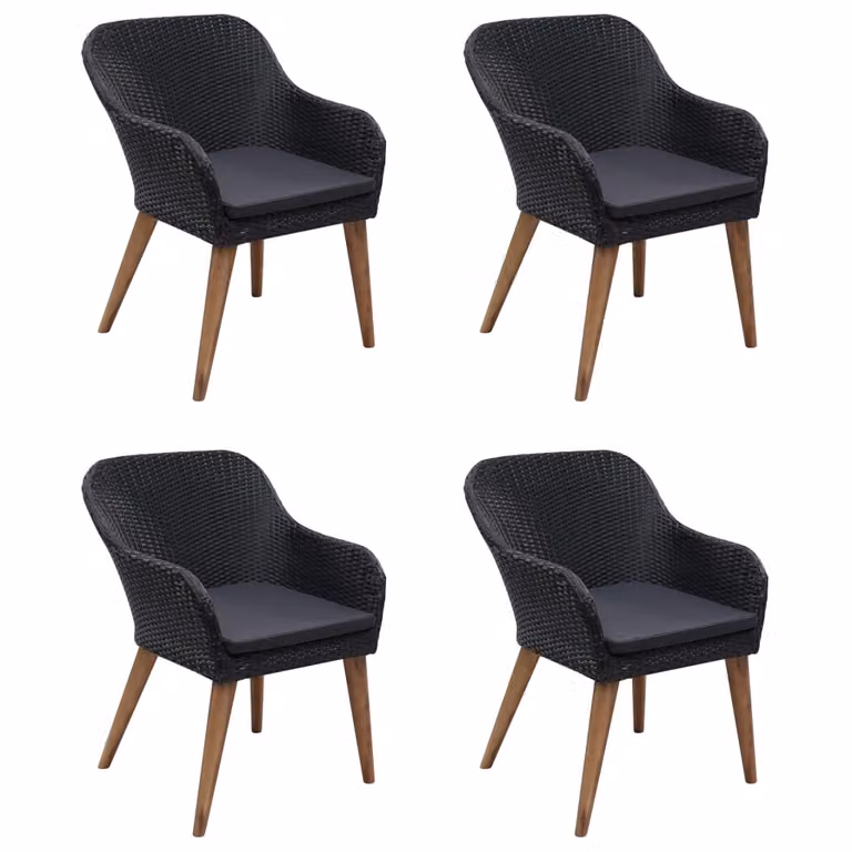 vidaXL Set da pranzo da giardino 5 pezzi nero