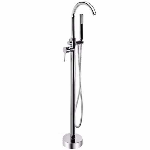 Rea - Rubinetto Da Pavimento Per Vasca Da Bagno Cromo Lungo, 26X20,5X110,5cm