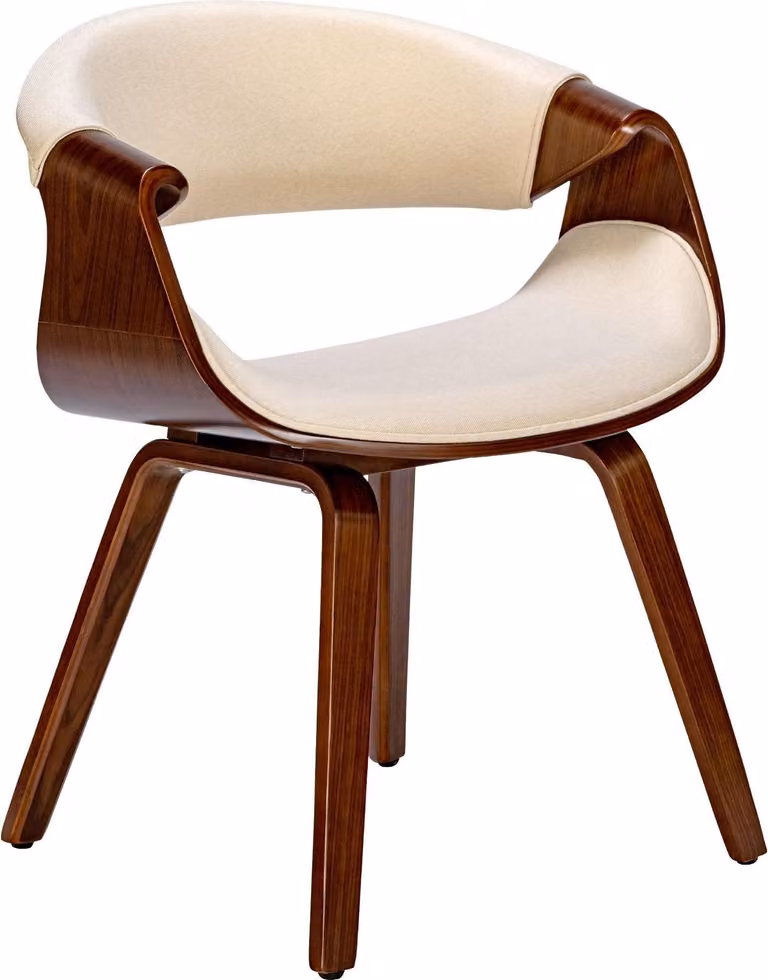 Sedia Foley - tessuto, gambe in legno di noce - Crema