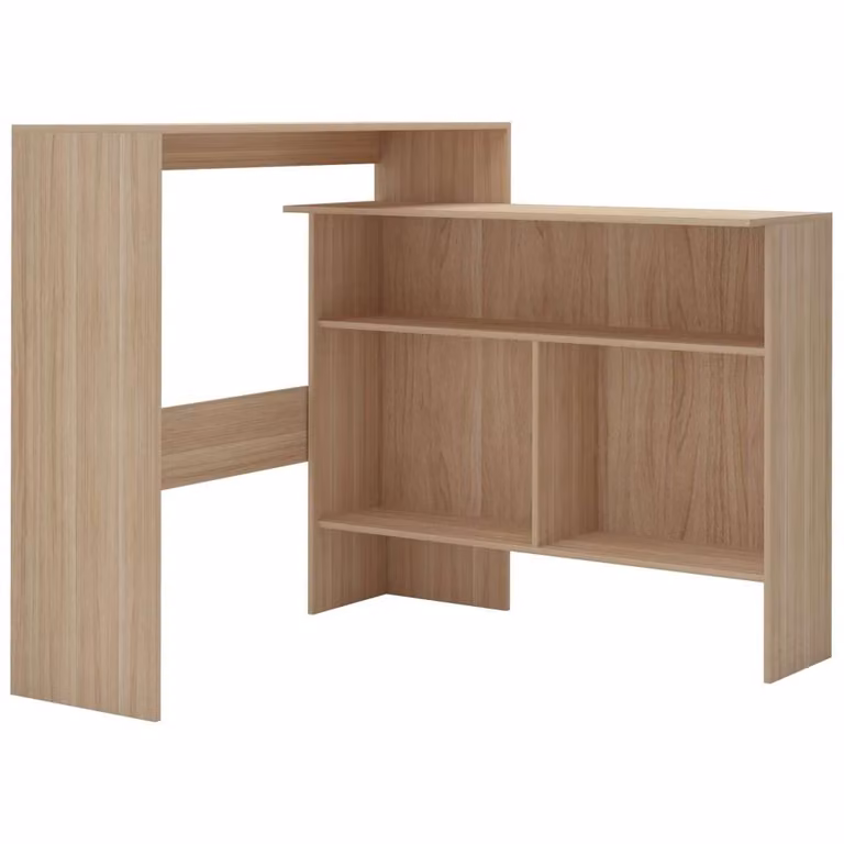 vidaXL Tavolo da bar con 2 piani look rovere 130 x 40 x 120 cm