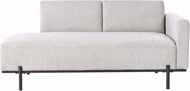 Chaise Lounge destra Grigio chiaro in finto lino Stile minimalista Gambe in metallo Chaise da salotto