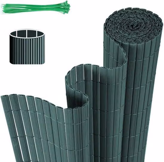 Schermo per la privacy in PVC, ideale per giardino e balcone - 0,8 x 5 metri - verde